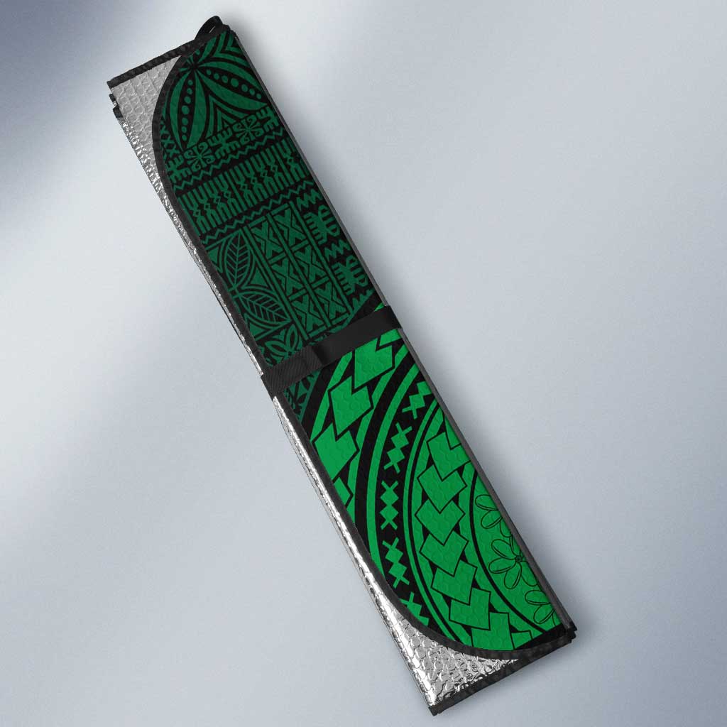 Green-gold Dashiki and Tapa Pattern Auto Sun Shade Africa-Polynesia Together Culture
