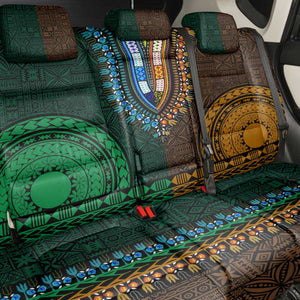 Green-gold Dashiki and Tapa Pattern Back Car Seat Cover Africa-Polynesia Together Culture