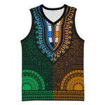 Green-gold Dashiki and Tapa Pattern Basketball Jersey Africa-Polynesia Together Culture LT9