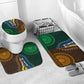 Green-gold Dashiki and Tapa Pattern Bathroom Set Africa-Polynesia Together Culture