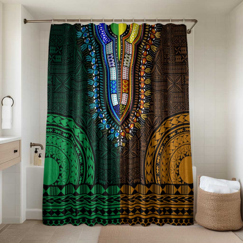 Green-gold Dashiki and Tapa Pattern Bathroom Set Africa-Polynesia Together Culture