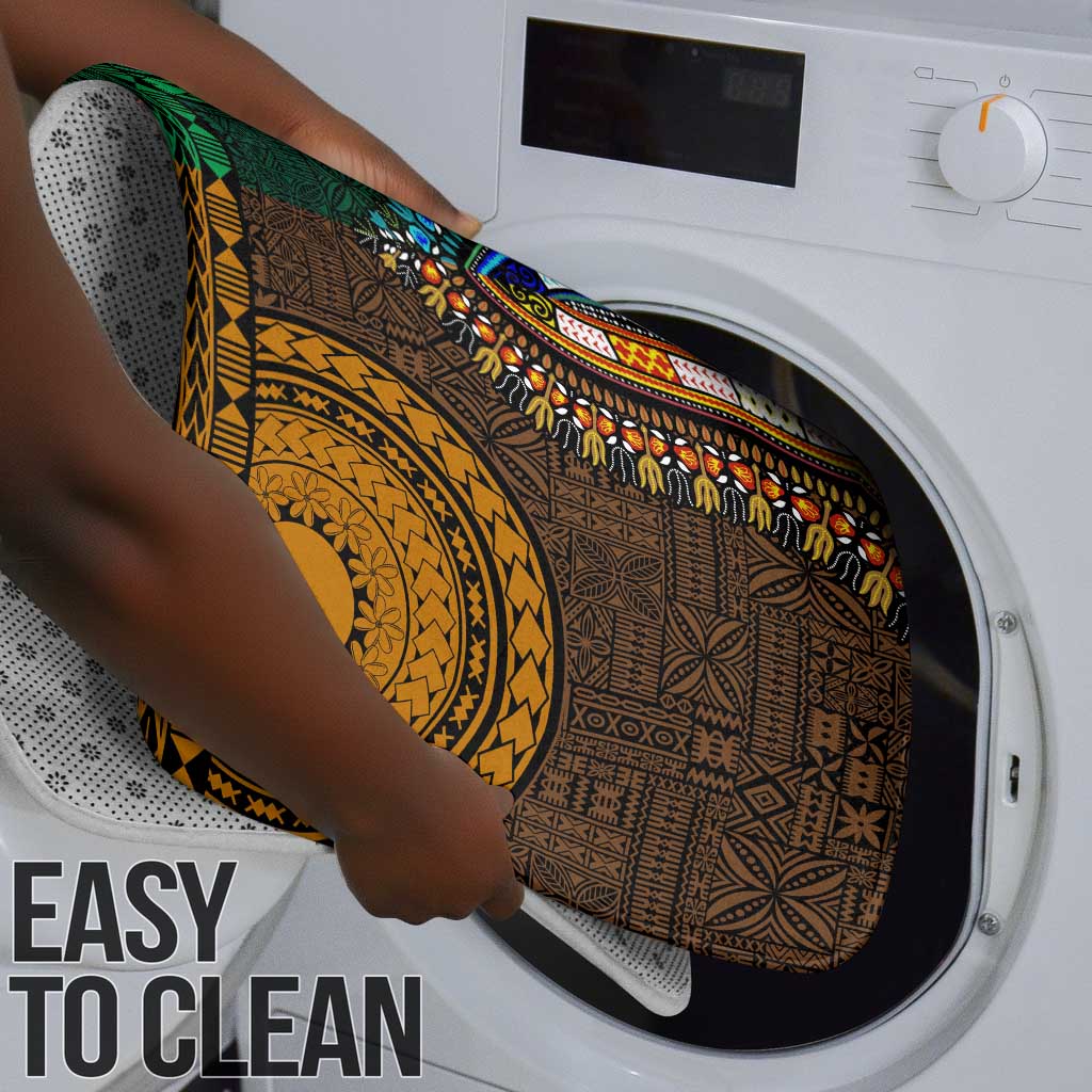 Green-gold Dashiki and Tapa Pattern Bathroom Set Africa-Polynesia Together Culture