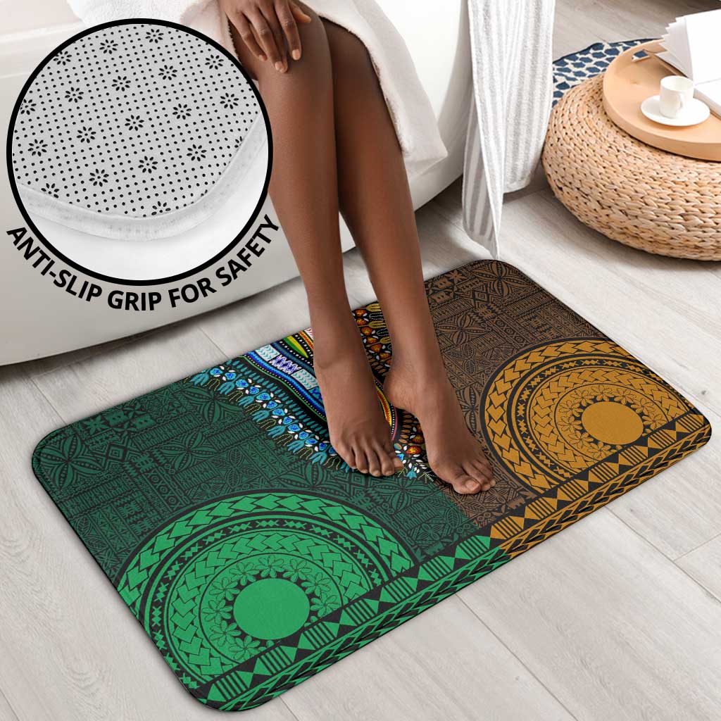 Green-gold Dashiki and Tapa Pattern Bathroom Set Africa-Polynesia Together Culture