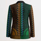 Green-gold Dashiki and Tapa Pattern Blazer Africa-Polynesia Together Culture
