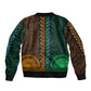 Green-gold Dashiki and Tapa Pattern Bomber Jacket Africa-Polynesia Together Culture