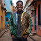 Green-gold Dashiki and Tapa Pattern Bomber Jacket Africa-Polynesia Together Culture