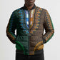Green-gold Dashiki and Tapa Pattern Bomber Puffer Jacket Africa-Polynesia Together Culture