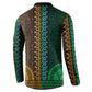 Green-gold Dashiki and Tapa Pattern Button Sweatshirt Africa-Polynesia Together Culture