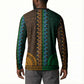 Green-gold Dashiki and Tapa Pattern Button Sweatshirt Africa-Polynesia Together Culture