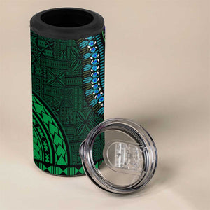 Green-gold Dashiki and Tapa Pattern 4 in 1 Can Cooler Tumbler Africa-Polynesia Together Culture