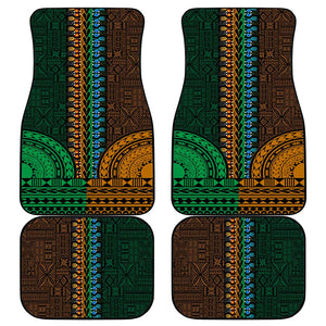 Green-gold Dashiki and Tapa Pattern Car Mats Africa-Polynesia Together Culture