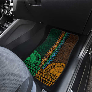 Green-gold Dashiki and Tapa Pattern Car Mats Africa-Polynesia Together Culture