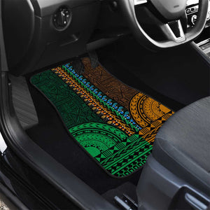 Green-gold Dashiki and Tapa Pattern Car Mats Africa-Polynesia Together Culture