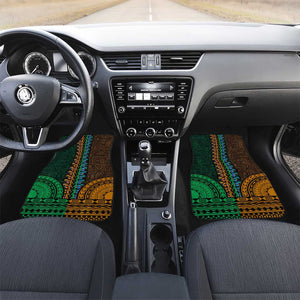 Green-gold Dashiki and Tapa Pattern Car Mats Africa-Polynesia Together Culture