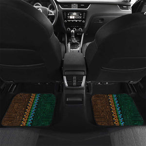 Green-gold Dashiki and Tapa Pattern Car Mats Africa-Polynesia Together Culture