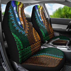 Green-gold Dashiki and Tapa Pattern Car Seat Cover Africa-Polynesia Together Culture