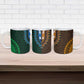 Green-gold Dashiki and Tapa Pattern Ceramic Mug Africa-Polynesia Together Culture
