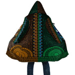 Green-gold Dashiki and Tapa Pattern Cloak Africa-Polynesia Together Culture