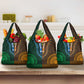Green-gold Dashiki and Tapa Pattern Grocery Bag Africa-Polynesia Together Culture
