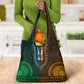 Green-gold Dashiki and Tapa Pattern Grocery Bag Africa-Polynesia Together Culture