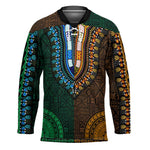 Green-gold Dashiki and Tapa Pattern Hockey Jersey Africa-Polynesia Together Culture