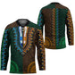 Green-gold Dashiki and Tapa Pattern Hockey Jersey Africa-Polynesia Together Culture
