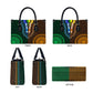 Green-gold Dashiki and Tapa Pattern Leather Bag Africa-Polynesia Together Culture