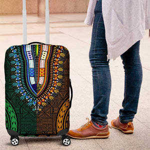 Green-gold Dashiki and Tapa Pattern Luggage Cover Africa-Polynesia Together Culture