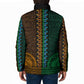 Green-gold Dashiki and Tapa Pattern Padded Jacket Africa-Polynesia Together Culture