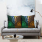 Green-gold Dashiki and Tapa Pattern Pillow Cover Africa-Polynesia Together Culture