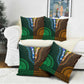 Green-gold Dashiki and Tapa Pattern Pillow Cover Africa-Polynesia Together Culture