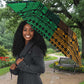 Green-gold Dashiki and Tapa Pattern Umbrella Africa-Polynesia Together Culture