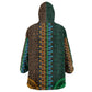 Green-gold Dashiki and Tapa Pattern Wearable Blanket Hoodie Africa-Polynesia Together Culture