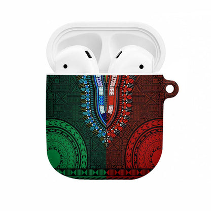 Green-red Dashiki and Tapa Pattern AirPods Case Africa-Polynesia Together Culture