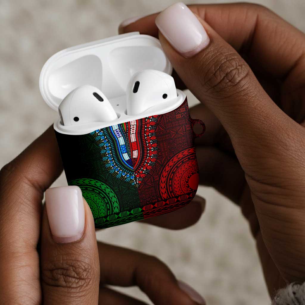 Green-red Dashiki and Tapa Pattern AirPods Case Africa-Polynesia Together Culture