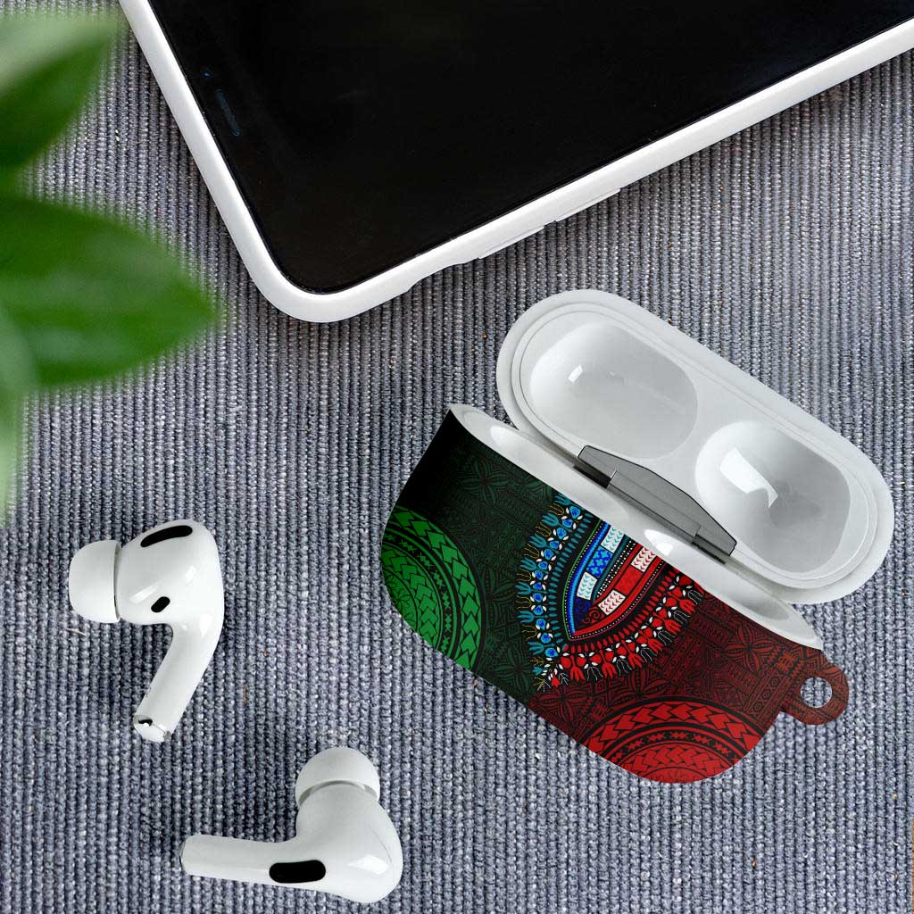 Green-red Dashiki and Tapa Pattern AirPods Case Africa-Polynesia Together Culture