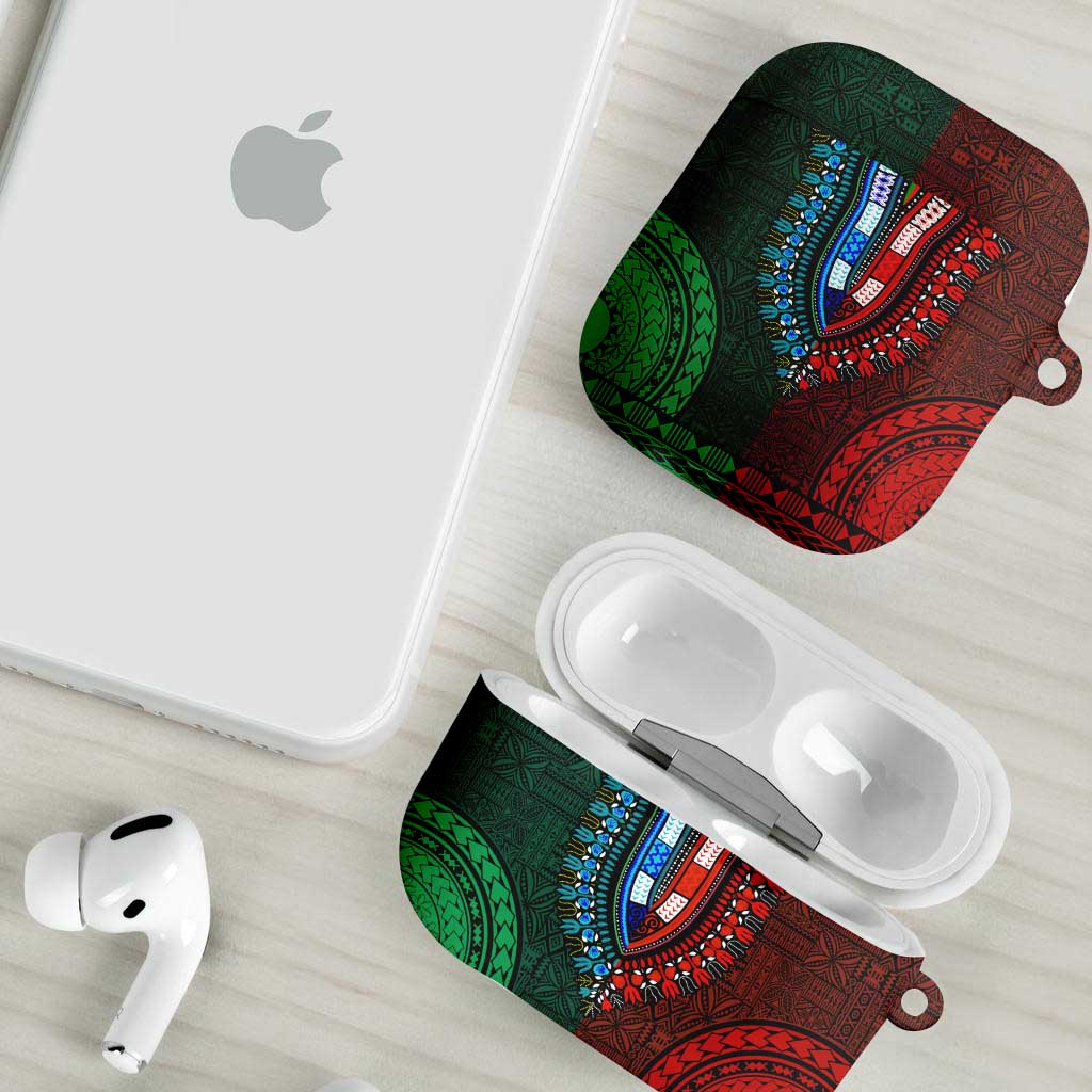 Green-red Dashiki and Tapa Pattern AirPods Case Africa-Polynesia Together Culture