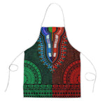 Green-red Dashiki and Tapa Pattern Apron Africa-Polynesia Together Culture