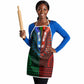 Green-red Dashiki and Tapa Pattern Apron Africa-Polynesia Together Culture