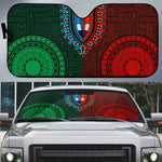 Green-red Dashiki and Tapa Pattern Auto Sun Shade Africa-Polynesia Together Culture