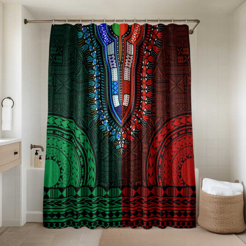 Green-red Dashiki and Tapa Pattern Bathroom Set Africa-Polynesia Together Culture