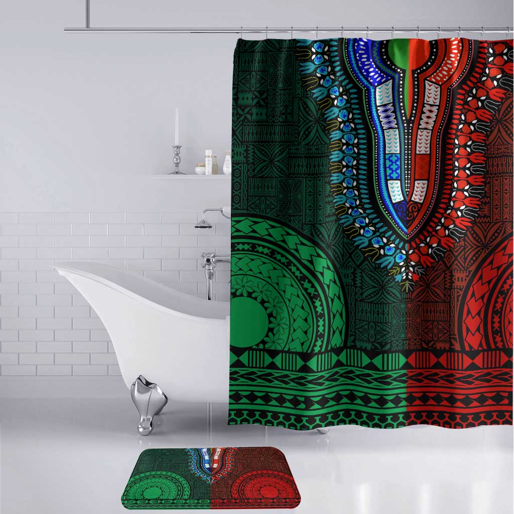 Green-red Dashiki and Tapa Pattern Bathroom Set Africa-Polynesia Together Culture