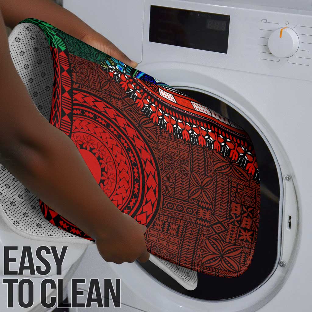 Green-red Dashiki and Tapa Pattern Bathroom Set Africa-Polynesia Together Culture