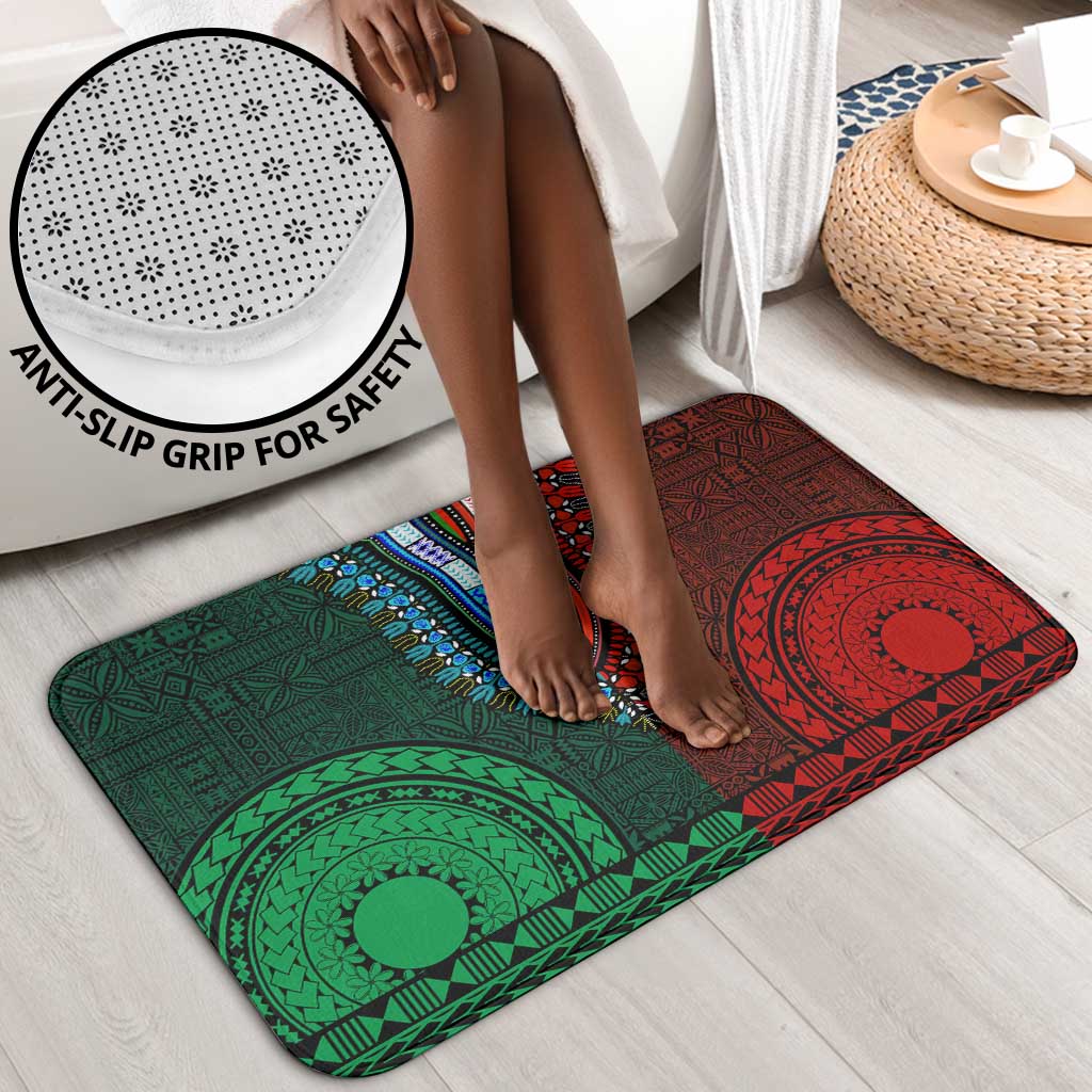 Green-red Dashiki and Tapa Pattern Bathroom Set Africa-Polynesia Together Culture