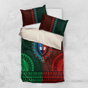 Green-red Dashiki and Tapa Pattern Bedding Set Africa-Polynesia Together Culture