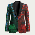 Green-red Dashiki and Tapa Pattern Blazer Africa-Polynesia Together Culture