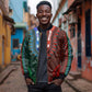 Green-red Dashiki and Tapa Pattern Bomber Jacket Africa-Polynesia Together Culture
