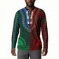 Green-red Dashiki and Tapa Pattern Button Sweatshirt Africa-Polynesia Together Culture