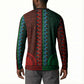 Green-red Dashiki and Tapa Pattern Button Sweatshirt Africa-Polynesia Together Culture