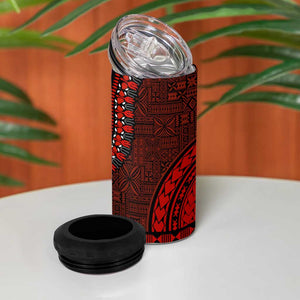 Green-red Dashiki and Tapa Pattern 4 in 1 Can Cooler Tumbler Africa-Polynesia Together Culture